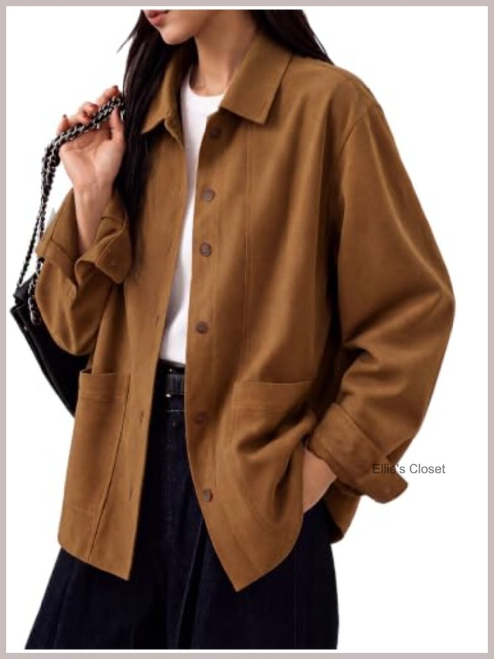 Faux Suede Jacket Long Sleeve Oversized Coat